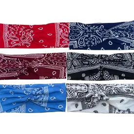 6 Pack Stretchy Headbands for Women, Absorbed Sport Headband Soft Twist Knotted Headbands for Daily Life Yoga Workout,Print Wide Bandana Knot Headbands Criss Cross Head Wrap Hair Band