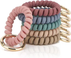 6PCS Wristlet Keychain, Colorful Spiral Coil Hair Tie for Women, Sauna Accessaries Wrist Coil Key Ring Key Holder