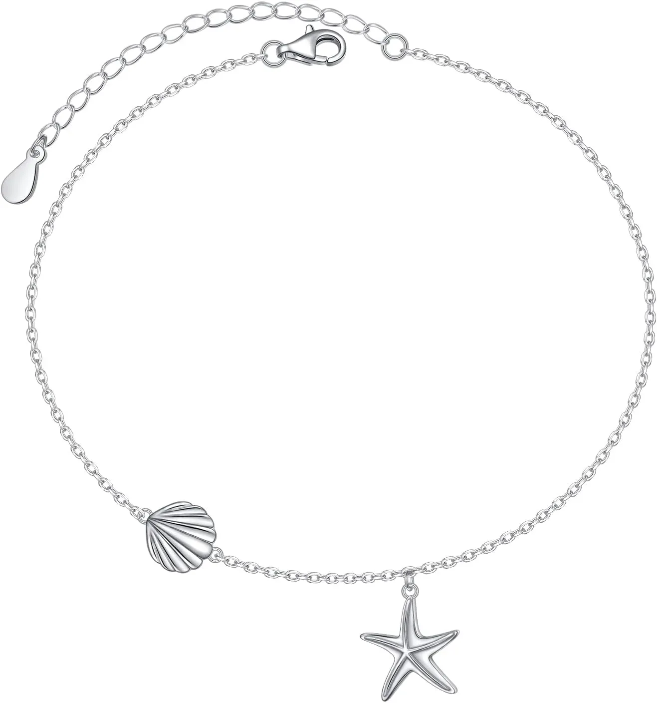 Anklet for Women S925 Sterling Silver Adjustable Plus Foot Plus Ankle Bracelet Jewelry