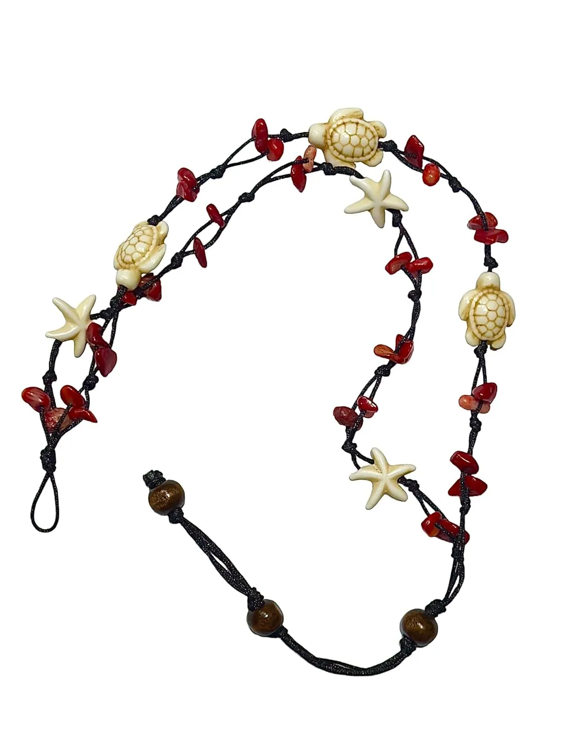 Anklet Stone Handmade Braided Rope Ankle Natural stone Turtle Starfish dolphin for Women Girls (Red Agate turtle starfish)