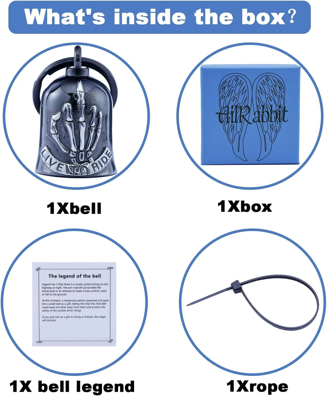 Bell for Motorcycle - Motorcycle Men Bell, Helps You Drive Away Mechanical Problems and Bad Luck On Your Journey (Black)