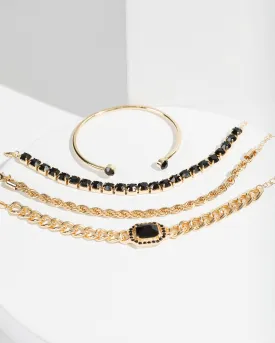 Black Chunky Crystal Bracelet Pack