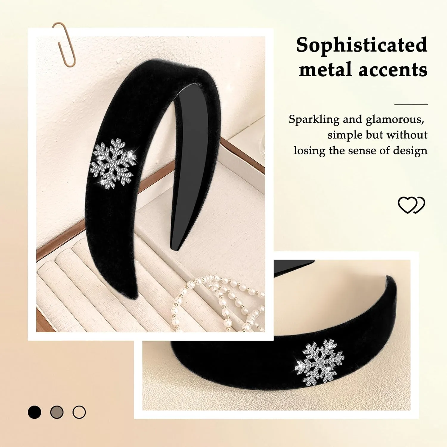 Black Elegant Headbands for Women Non Slip Trendy Velvet Fabric Wide Hairbands for Women's Thin and Thick Hair Designer Head Bands Elastic Hair Bands for Mother's Day Gift.