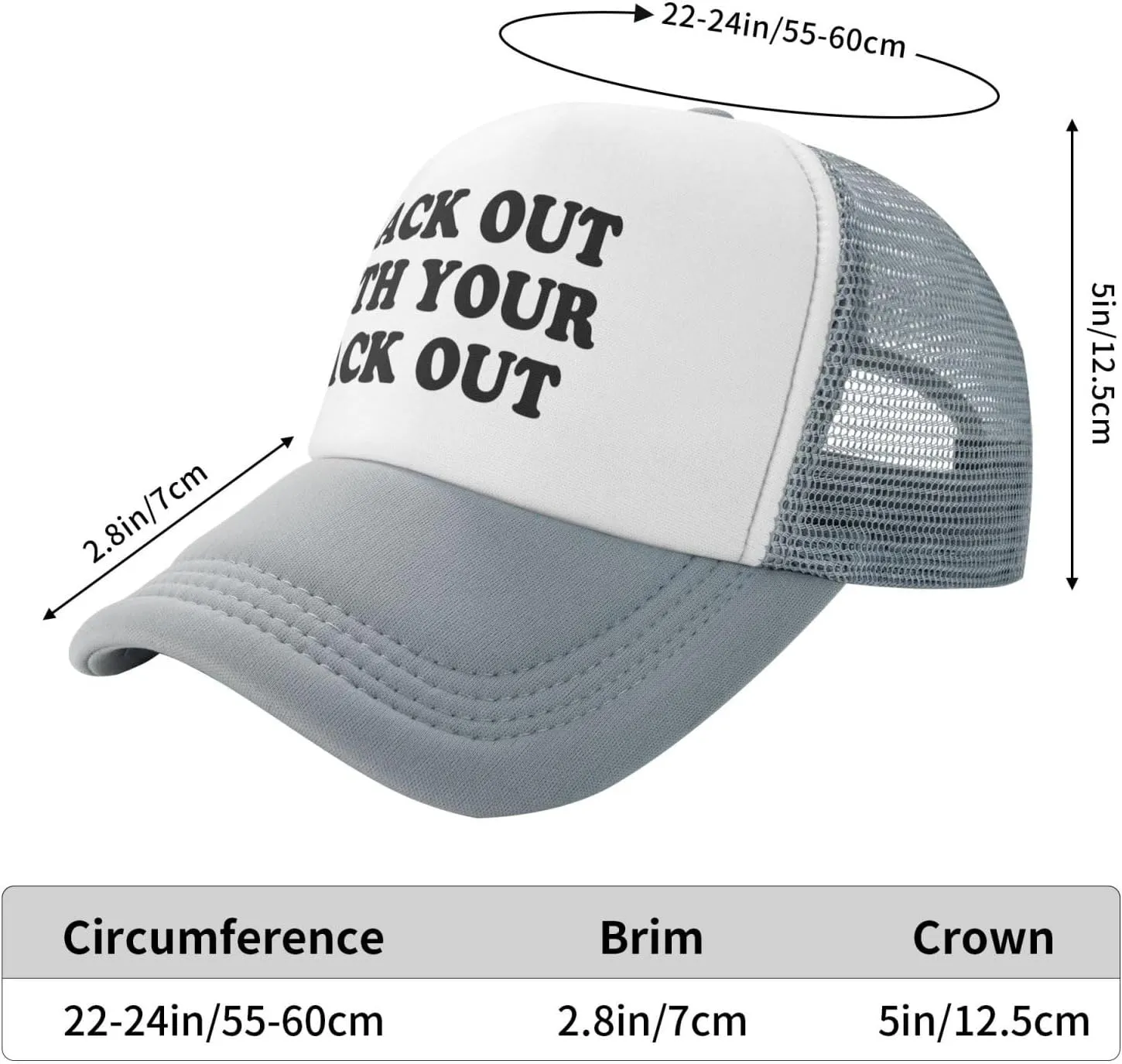 Black Out with Your Rack Out Funny Hat Unisex Adult Trucker Caps Fishing Adjustable Cap Classic Sport Hats Black