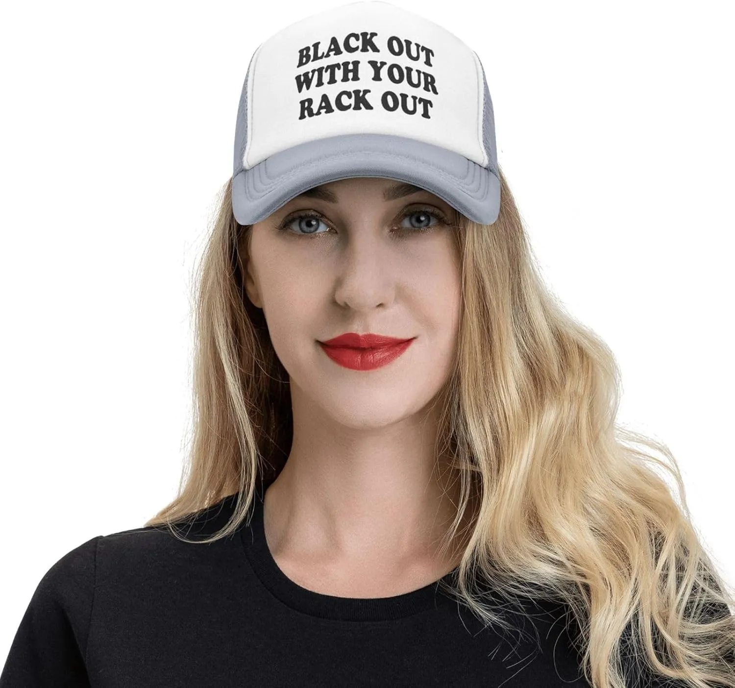 Black Out with Your Rack Out Funny Hat Unisex Adult Trucker Caps Fishing Adjustable Cap Classic Sport Hats Black