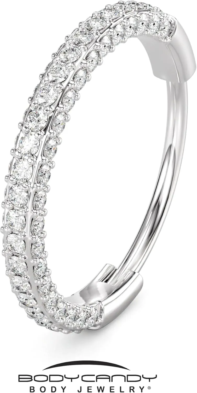 Body Candy Triple Sided Micro Gem Nose Hoop Ring - Implant Grade Titanium With Sparkling CZ Gems on All Sides - 20G Hypoallergenic Piercing Jewelry Cubic Zirconia