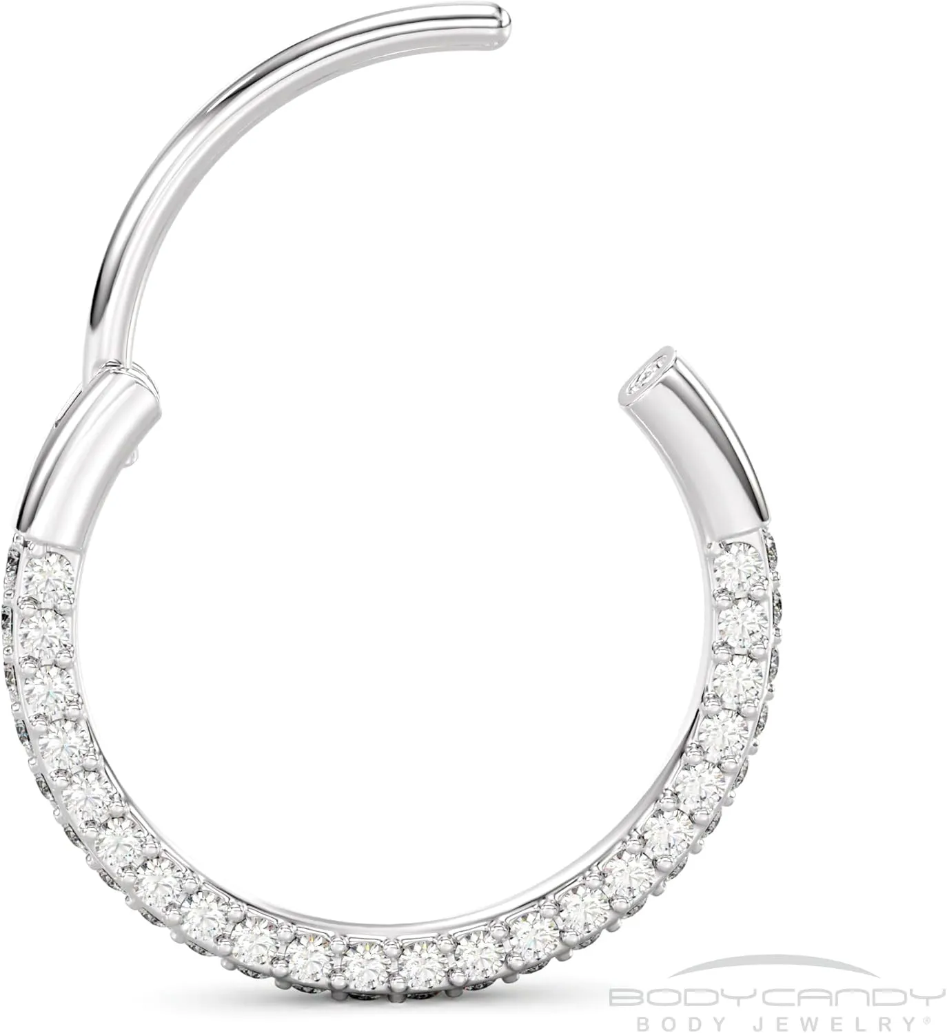Body Candy Triple Sided Micro Gem Nose Hoop Ring - Implant Grade Titanium With Sparkling CZ Gems on All Sides - 20G Hypoallergenic Piercing Jewelry Cubic Zirconia
