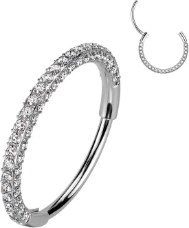 Body Candy Triple Sided Micro Gem Nose Hoop Ring - Implant Grade Titanium With Sparkling CZ Gems on All Sides - 20G Hypoallergenic Piercing Jewelry Cubic Zirconia