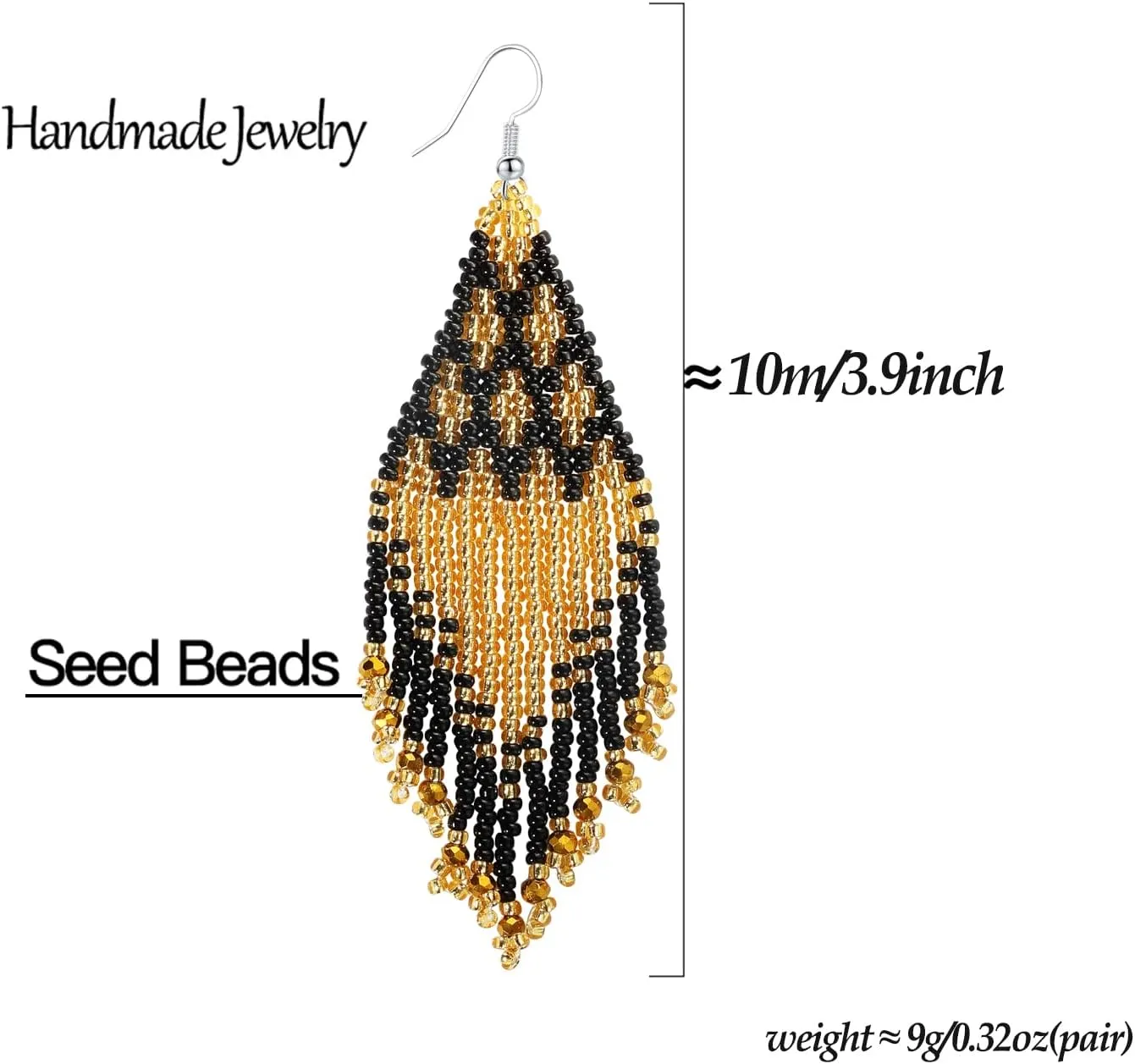 Bohemian Large Long Tassel Beaded Earrings Handmade Boho Native Statement Big Fringe for Women