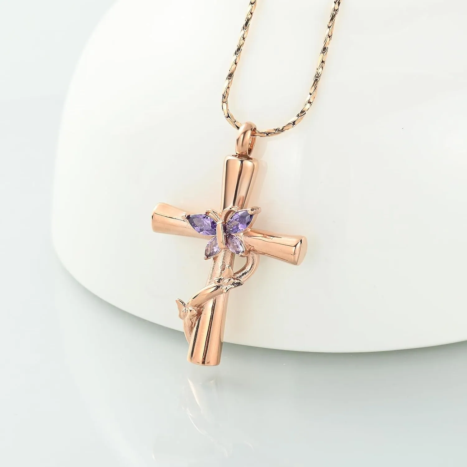 Butterfly Cross Urn Necklace for Ashes Crystal Butterfly Cremation Jewelry Ashes Pendant for Women Men Memorial Keepsake Jewelry for Human shes of Loved Ones