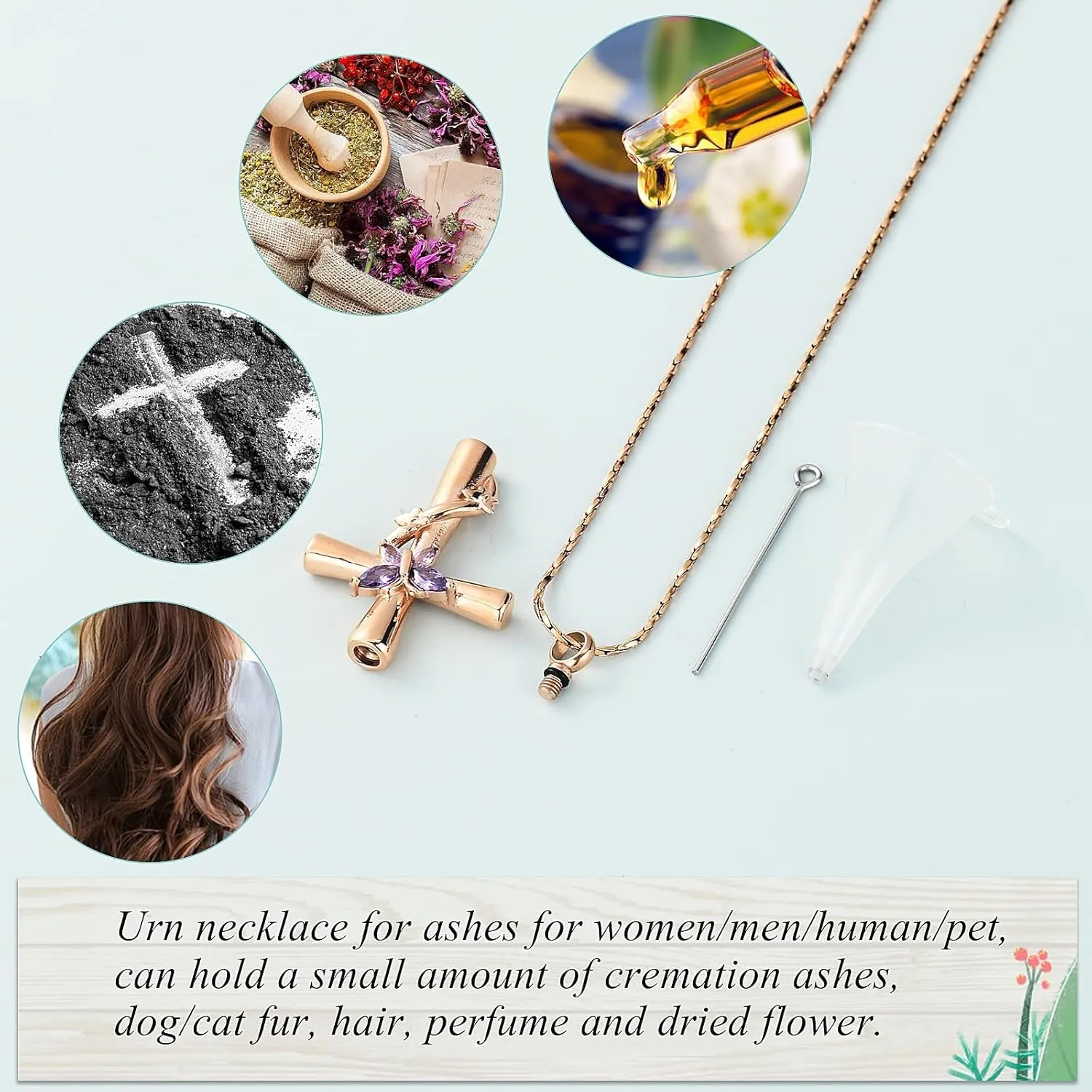 Butterfly Cross Urn Necklace for Ashes Crystal Butterfly Cremation Jewelry Ashes Pendant for Women Men Memorial Keepsake Jewelry for Human shes of Loved Ones