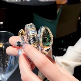 Classic Snake Shape Watch for Women Gold Silver Scaleable Bracelet Womens Watches Bling Diamonds Quartz Ladies Wristwatch