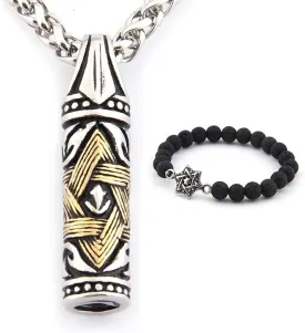 David Star Bullet Necklace Stainless Steel Jewish Magen David Symbol Pendant Jewelry Men Women