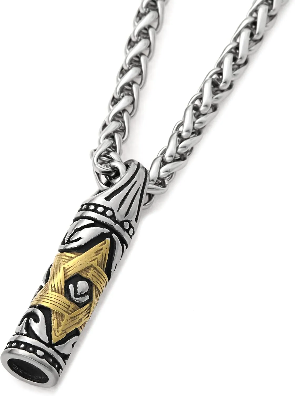 David Star Bullet Necklace Stainless Steel Jewish Magen David Symbol Pendant Jewelry Men Women