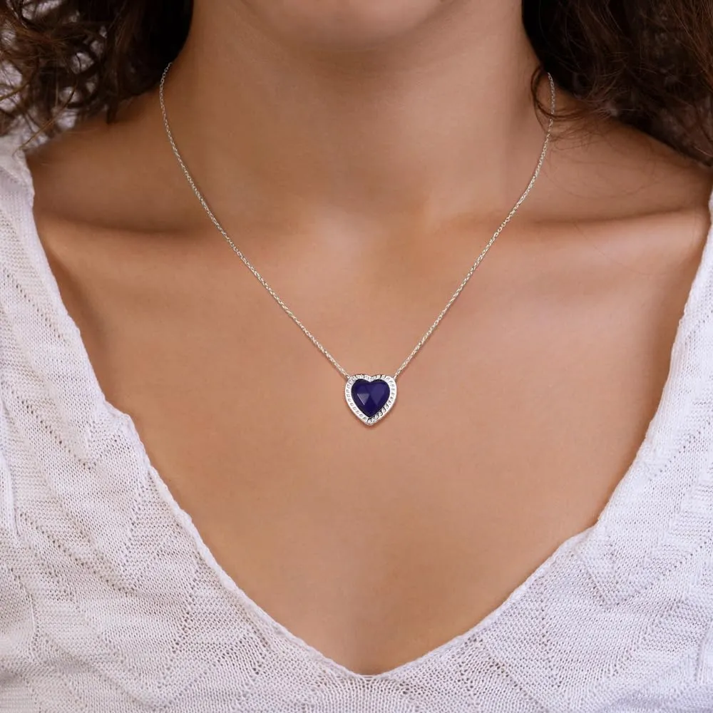 DAYBYDAY Birthstone Necklace for Women 925 Sterling Silver Teardrop/Heart/Celtic Moon Created White Sapphire Gemstone Necklaces Anniversary Birthstone Jewelry