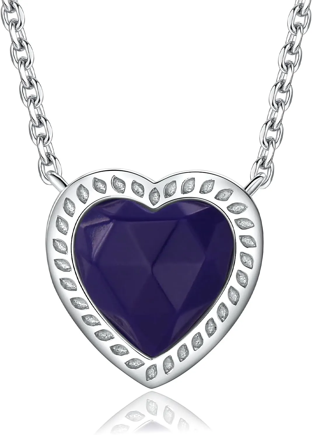DAYBYDAY Birthstone Necklace for Women 925 Sterling Silver Teardrop/Heart/Celtic Moon Created White Sapphire Gemstone Necklaces Anniversary Birthstone Jewelry