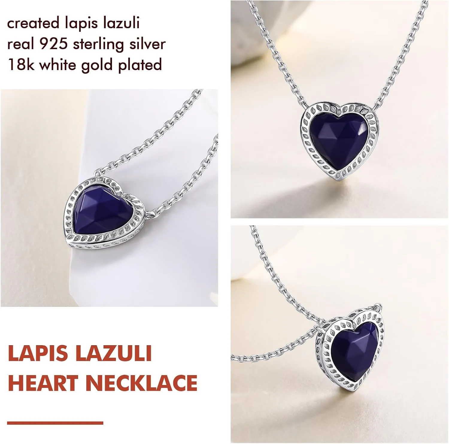 DAYBYDAY Birthstone Necklace for Women 925 Sterling Silver Teardrop/Heart/Celtic Moon Created White Sapphire Gemstone Necklaces Anniversary Birthstone Jewelry