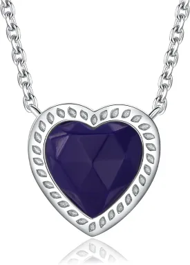 DAYBYDAY Birthstone Necklace for Women 925 Sterling Silver Teardrop/Heart/Celtic Moon Created White Sapphire Gemstone Necklaces Anniversary Birthstone Jewelry