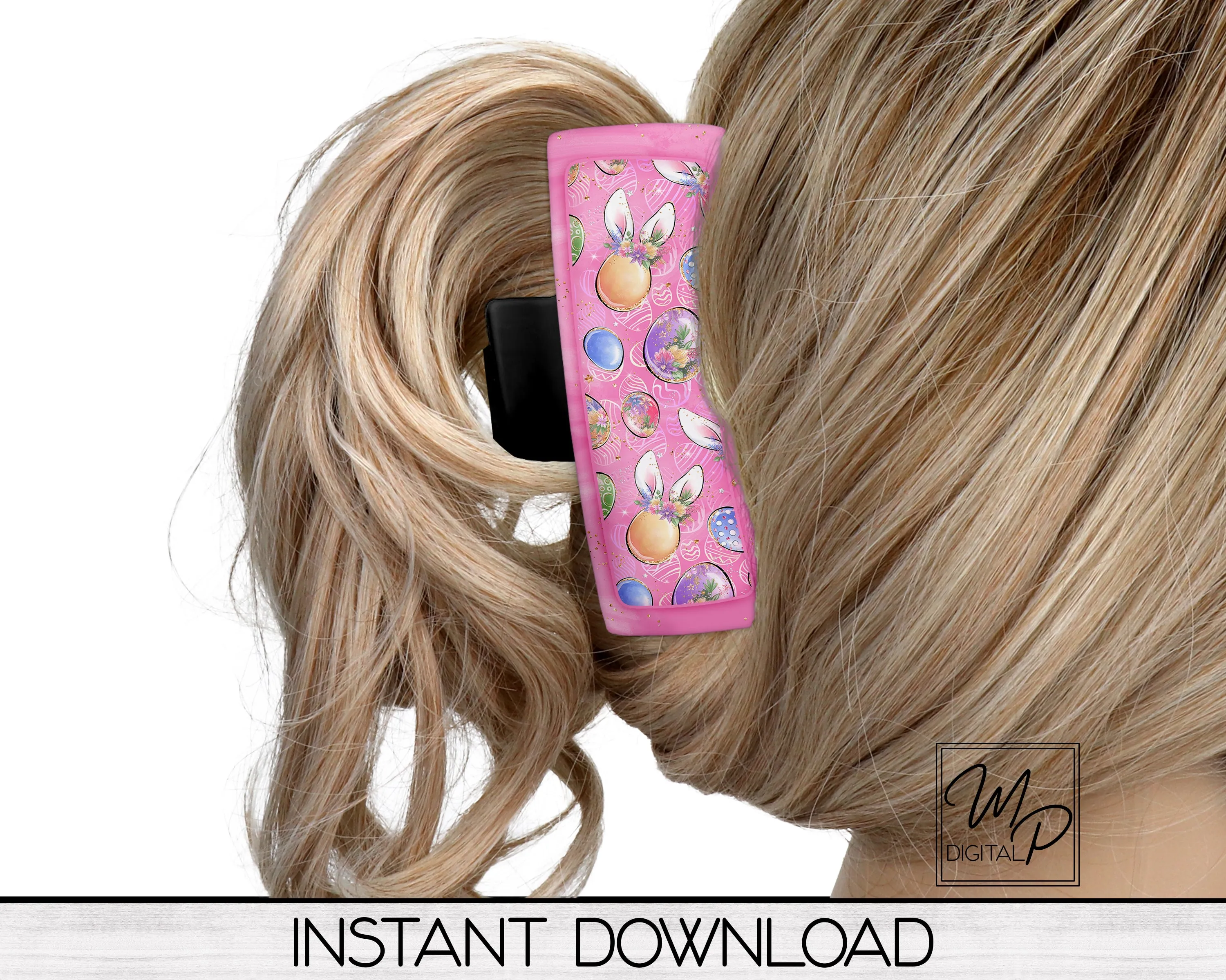 Easter Bunny Ears Hair Clip PNG Sublimation Design, Digital Download