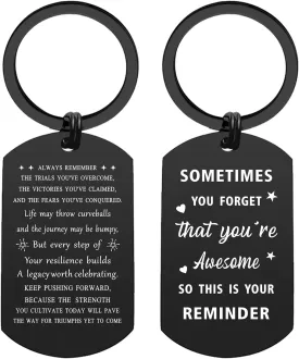 ENGZHI Fathers Day Men Gift, Inspirational Encouragement Quotes Keychain for Him Birthday Graduation Christmas, Get Well Soon