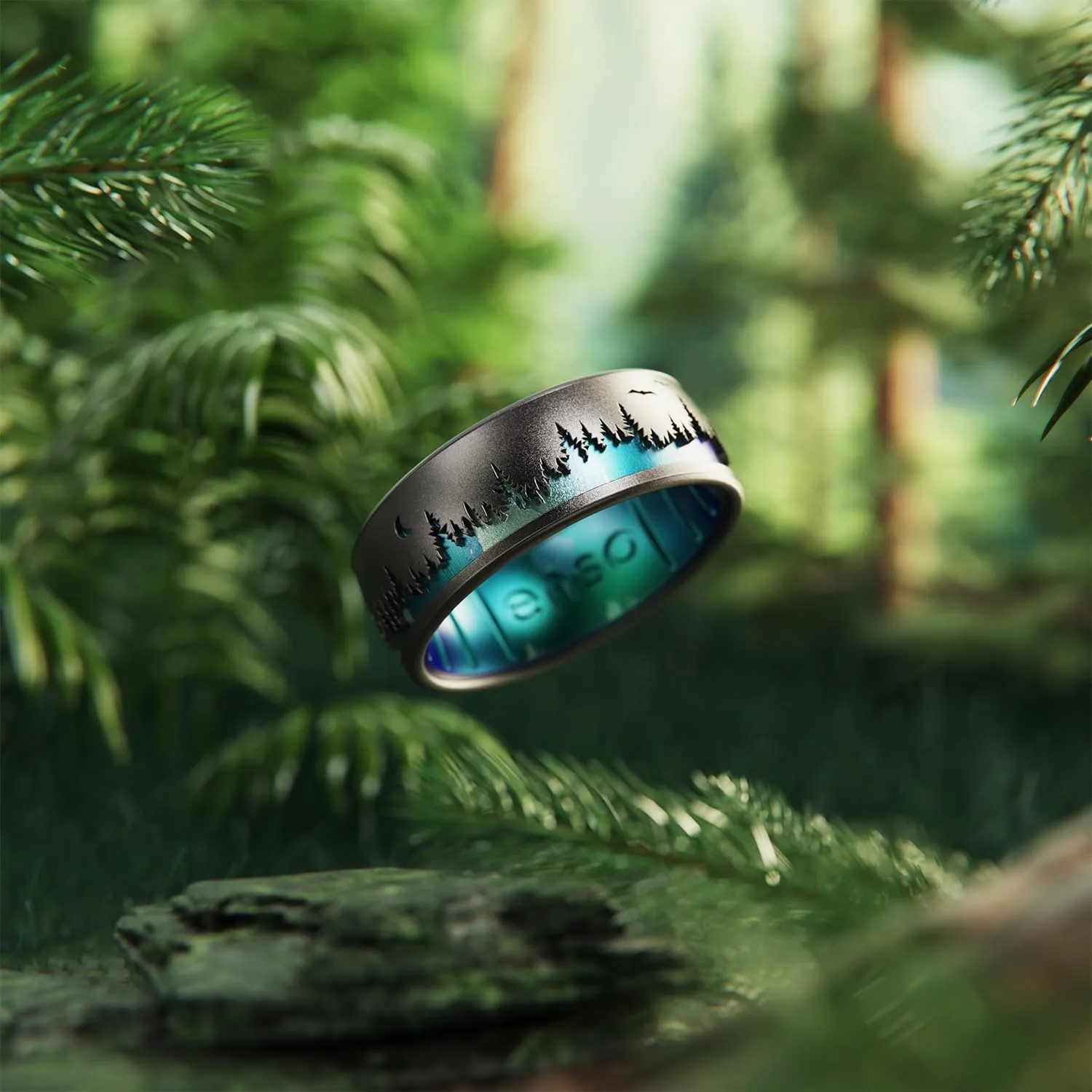 Enso Rings Etched Classic Silicone Rings - Etched Nature Collection - Comfortable and Flexible Design