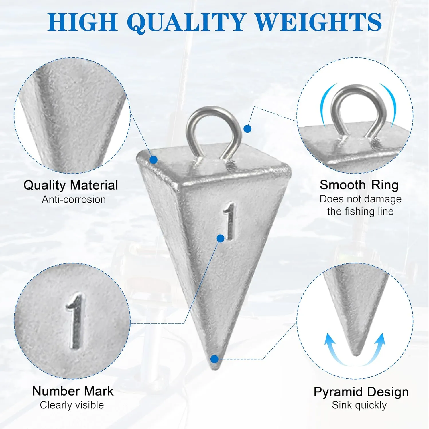 Fishing Weights Sinkers Pyramid Sinkers Saltwater Surf Fishing Weight Gear Tackle Kit 1oz 2oz 3oz 4oz 5oz 6oz 8oz