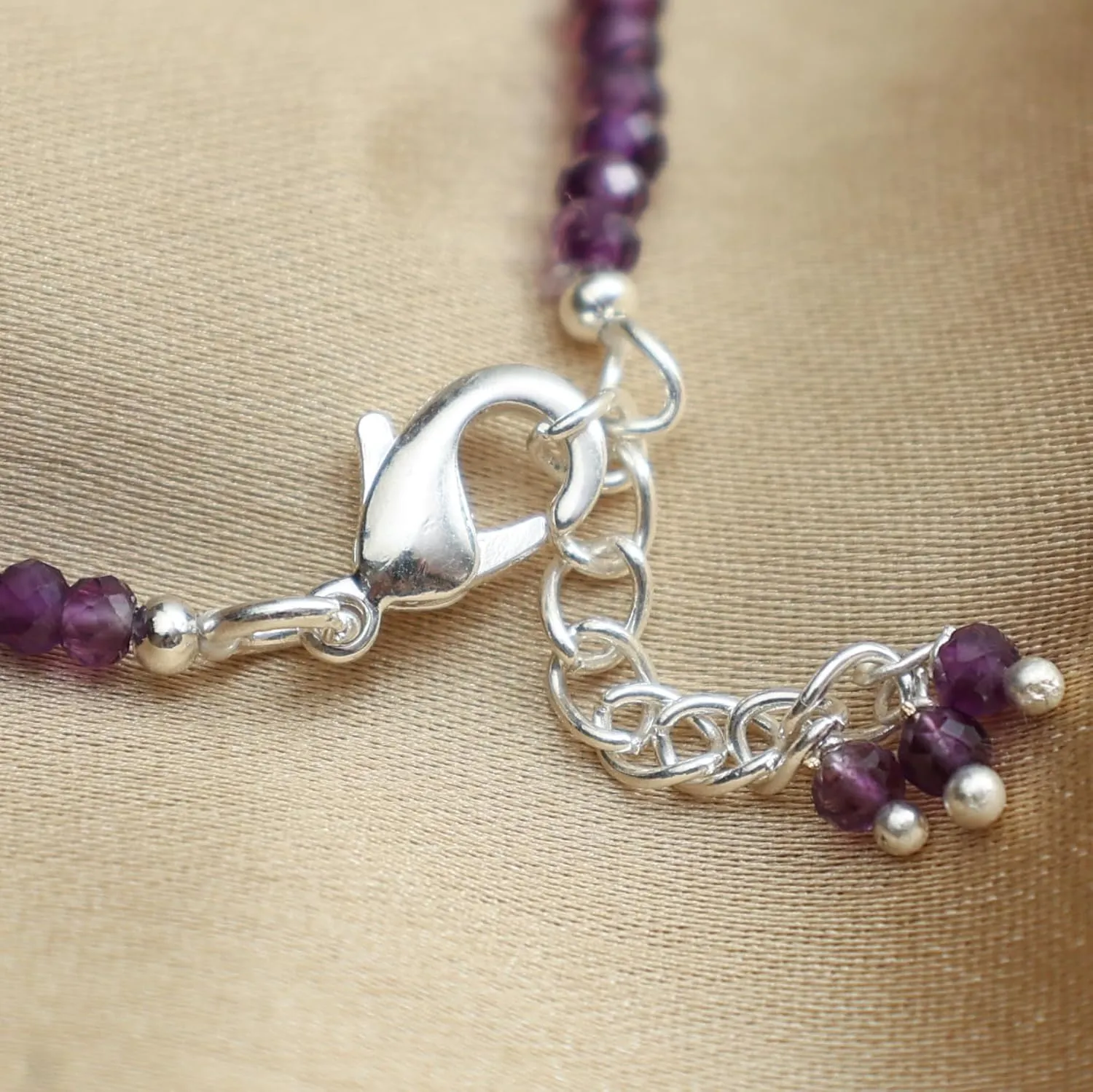 Gempires Amethyst Beaded Bracelet February Birthstone Gemstone Jewelry Hypoallergenic 8 Inch Silver Plated Purple Crystal Dainty Women Bracelets