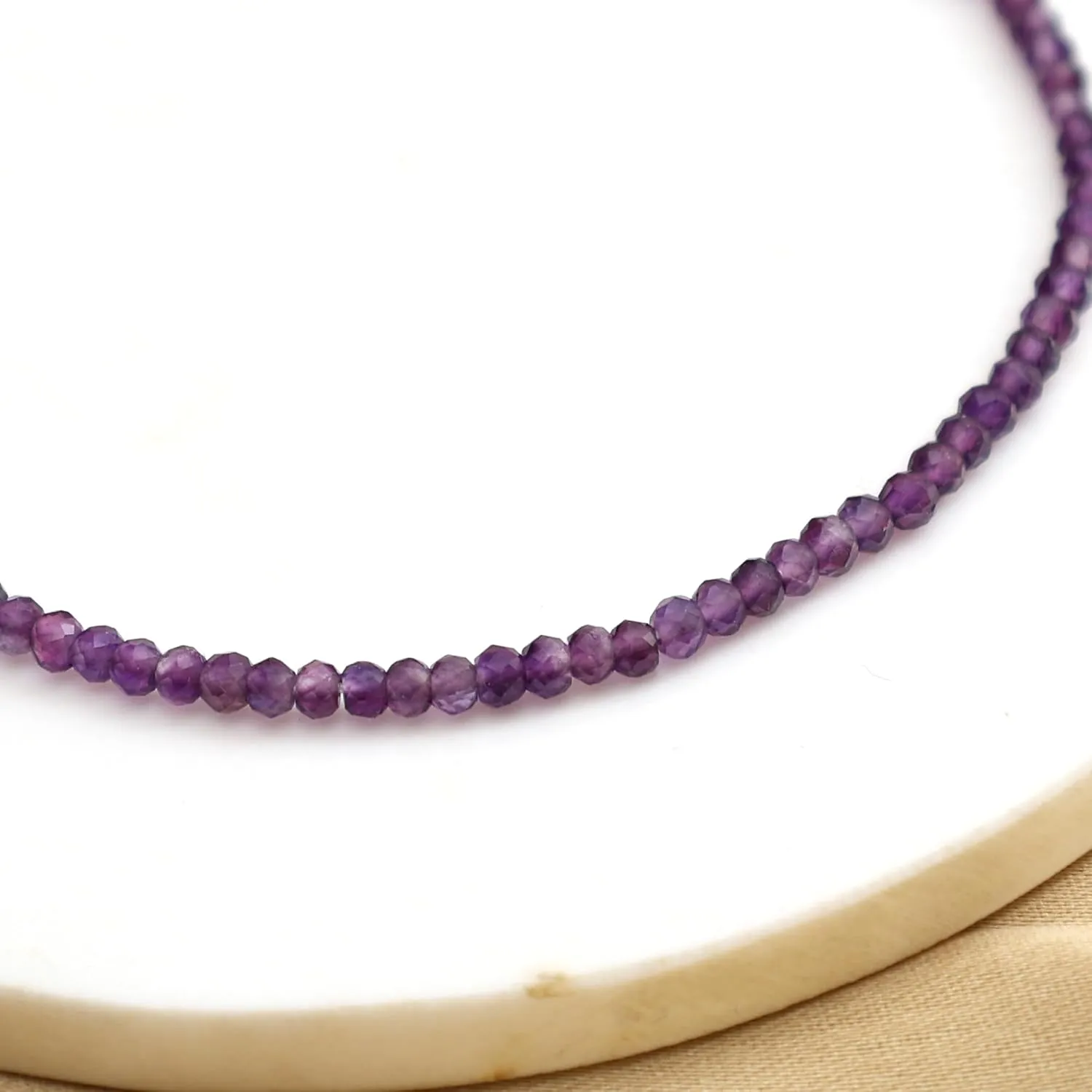 Gempires Amethyst Beaded Bracelet February Birthstone Gemstone Jewelry Hypoallergenic 8 Inch Silver Plated Purple Crystal Dainty Women Bracelets