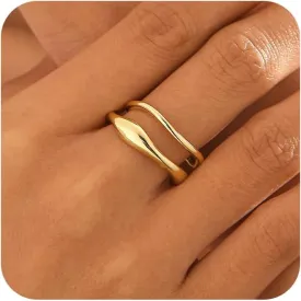 Gold Rings for Women,Dainty Ring Set 14K Gold Plated Thumb Rings Non Tarnish Chunky Size 6-10 Gold Jewelry Gifts for Women