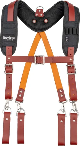 Heavy-Duty Leather Tool Belt Suspenders | Adjustable Padded Straps | Quick Release Clips | 4 Belt Loops | Perfect for Carpenters | Electricians | Framers | Roofers | Construction Workers