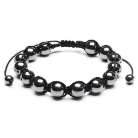 HEMATITE STONE BEADED ADJUSTABLE BRACELET (10MM)