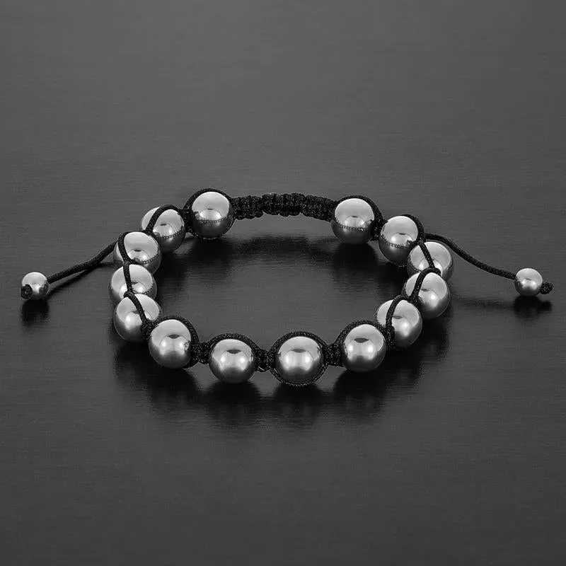 HEMATITE STONE BEADED ADJUSTABLE BRACELET (10MM)