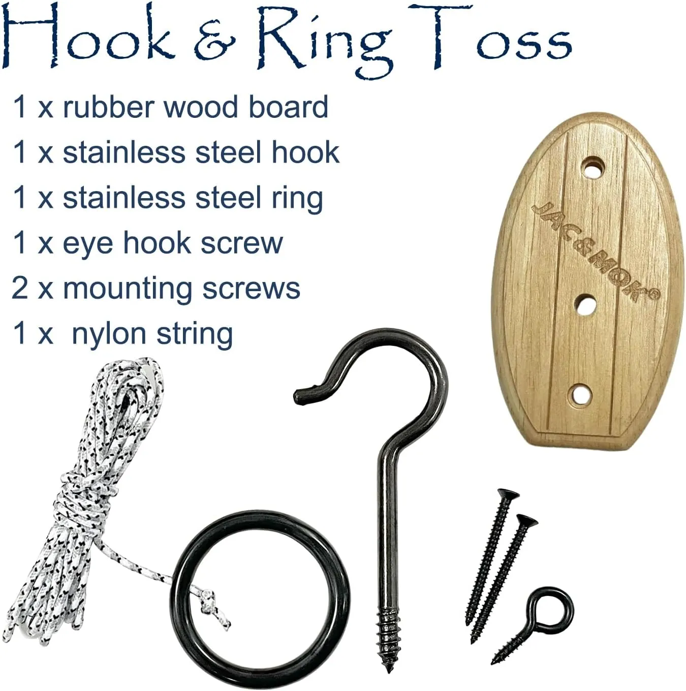 Hook and Ring Toss Game Swing Game DIY Kit -Stainless Steel Ring, Polyester Rope and Hardware