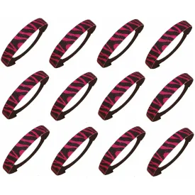 Hot Pink Zebra Glitter Headbands - 12 Pack
