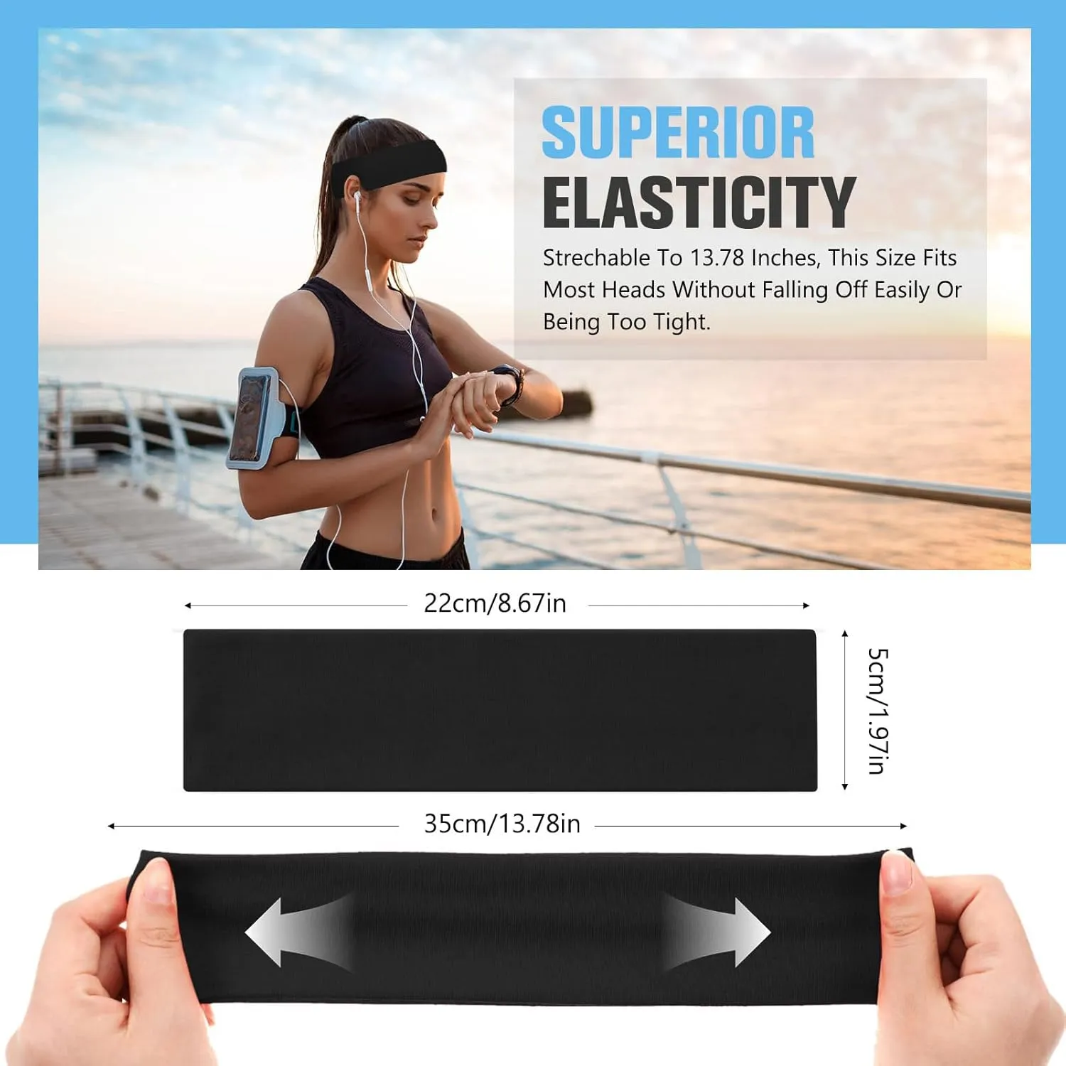 Hotop 30 Pcs Sport Headbands for Women Non Slip Stretchy Soft Fabric Elastic Sweatbands Bulk for Yoga DIY Team Gifts