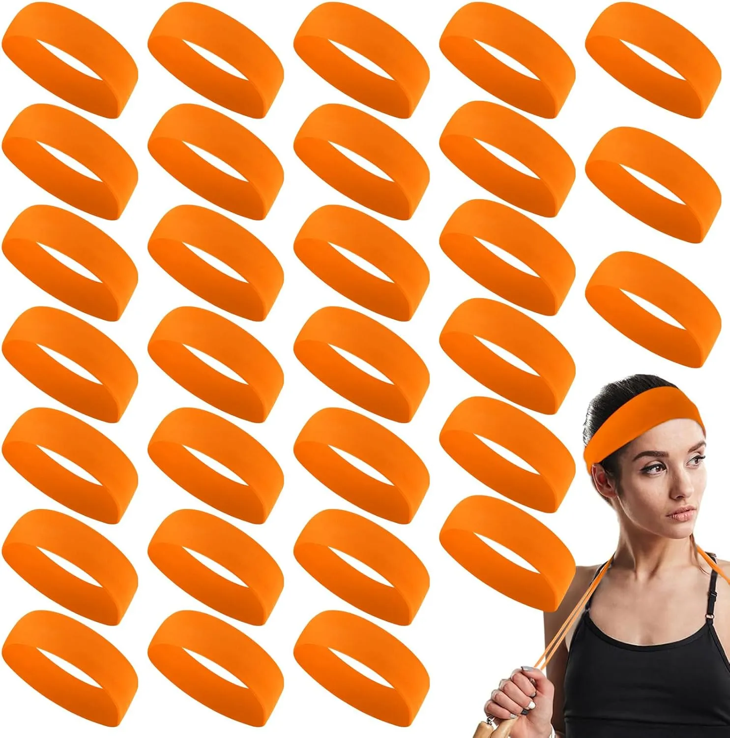 Hotop 30 Pcs Sport Headbands for Women Non Slip Stretchy Soft Fabric Elastic Sweatbands Bulk for Yoga DIY Team Gifts