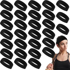 Hotop 30 Pcs Sport Headbands for Women Non Slip Stretchy Soft Fabric Elastic Sweatbands Bulk for Yoga DIY Team Gifts