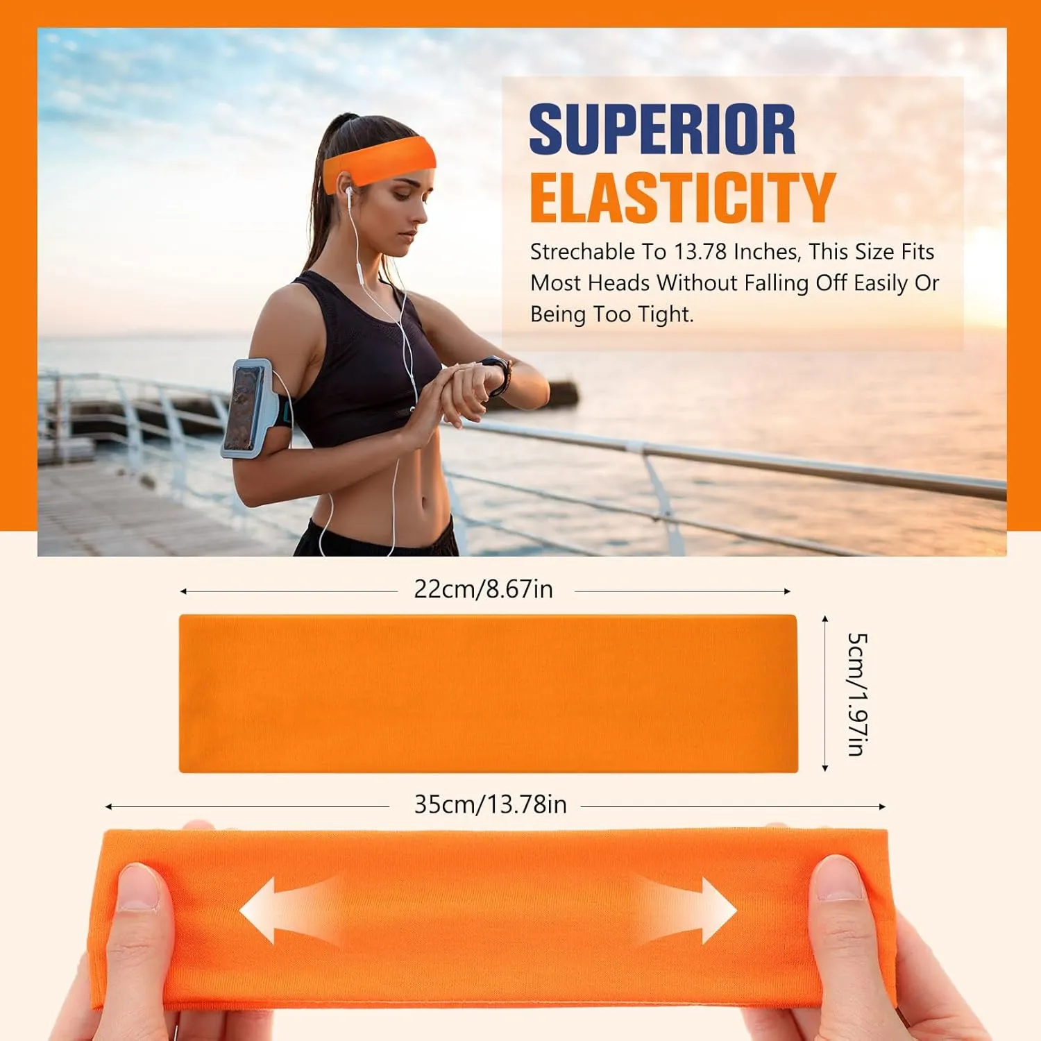 Hotop 30 Pcs Sport Headbands for Women Non Slip Stretchy Soft Fabric Elastic Sweatbands Bulk for Yoga DIY Team Gifts