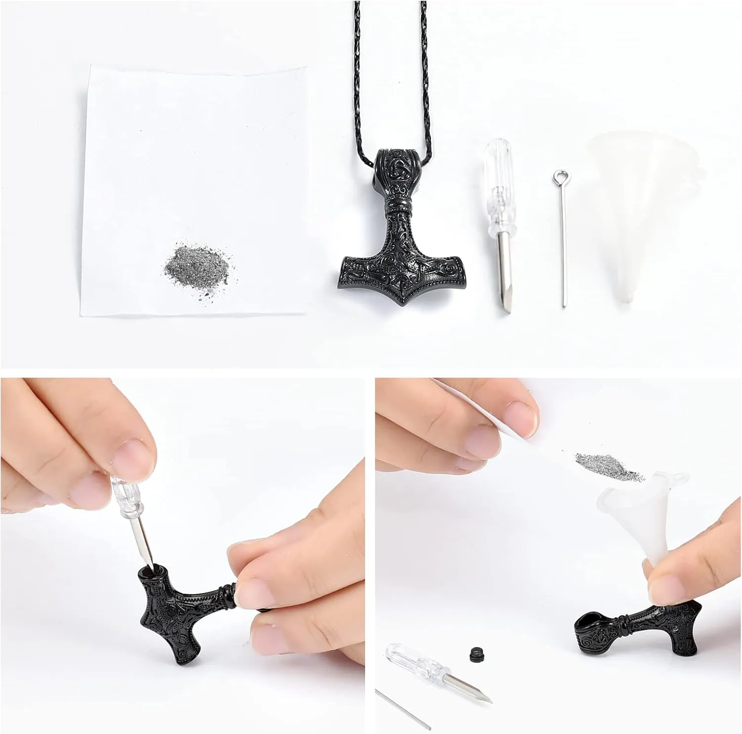 Imrsanl Nordic Viking Mjolnir Thor Hammer Cremation Jewelry for Ashes for Women Men Stainless Steel Celtic Knot Urn Necklace Pendant for Ashes Holder Keepsake Memorial Jewelry