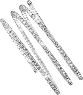 Jojomina Rhinestone Arm Cuff Jewelry for Women Multilayer Arm Bracelet Upper Arm Jewelry Crystal Silver Prom Bridal Bangle for Party Bride Wedding