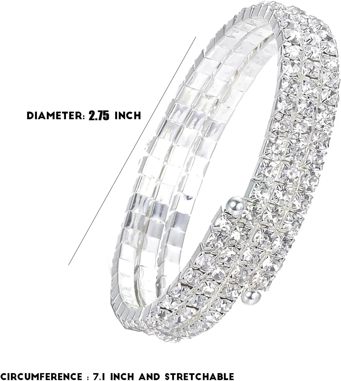 Jojomina Rhinestone Arm Cuff Jewelry for Women Multilayer Arm Bracelet Upper Arm Jewelry Crystal Silver Prom Bridal Bangle for Party Bride Wedding