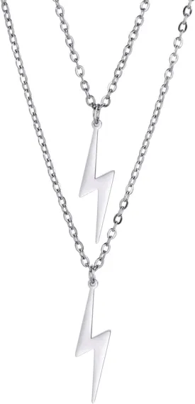 Lightning Bolt Necklace for Women Men Stainless Steel Simple Street Punk Lightning Bolt Pendant Necklace Jewelry Inspirational Gift for Unisex