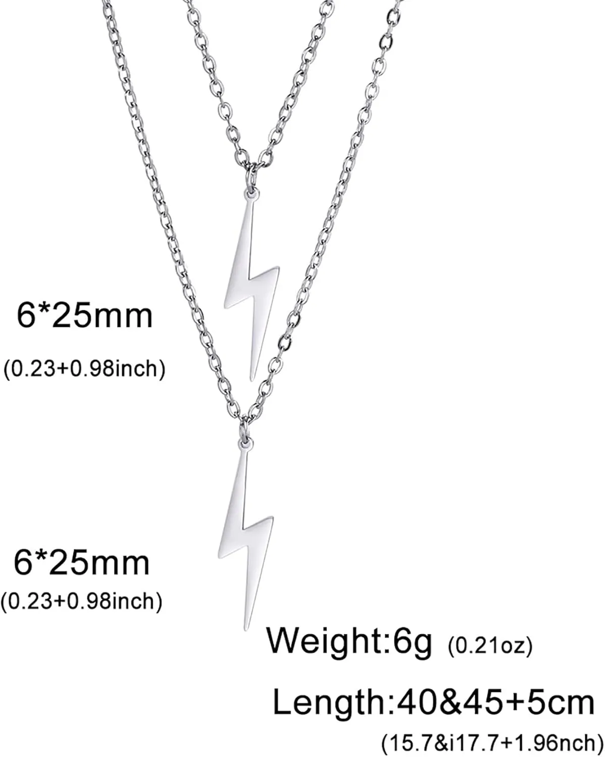 Lightning Bolt Necklace for Women Men Stainless Steel Simple Street Punk Lightning Bolt Pendant Necklace Jewelry Inspirational Gift for Unisex
