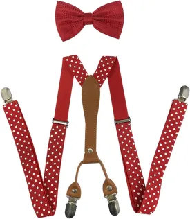 Men Suspenders and Bowtie Set, 4 Clips Elastic X Band Suspenders   Bowtie For Wedding, Formal Event