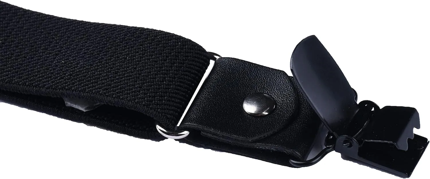 Men's Boys' Suspenders and Bow Tie Set Adjustable with Black Metal Clips