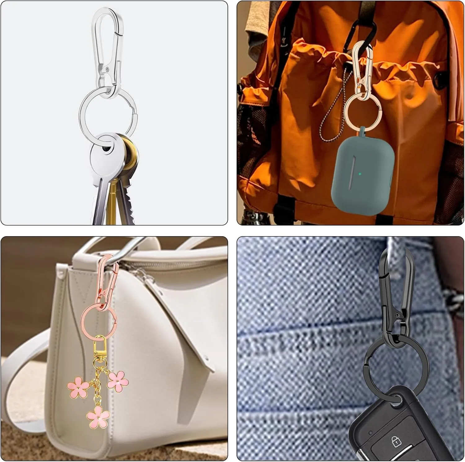 Metal Keychains for Women Men, Key Chain Ring Clip Holder Organizer for Home Car, Cut Keyring Accessories