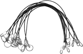 MIZUGIWA Stainless Steel Lanyard Cable,Tether Safety Wire for Loss Prevention 2 Loops w/Quick Release Ring & Rubber Coating 12",Silver/Black, Set of 10