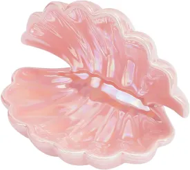 NBEADS Shell Shape Ceramic Jewelry Tray, Pink Shell Trinket Dish Ceramic Ring Earring Holder Ocean-themed Decorative Trinket Plate for Rings Earrings Necklaces Bracelet Jewelry Watch Keys
