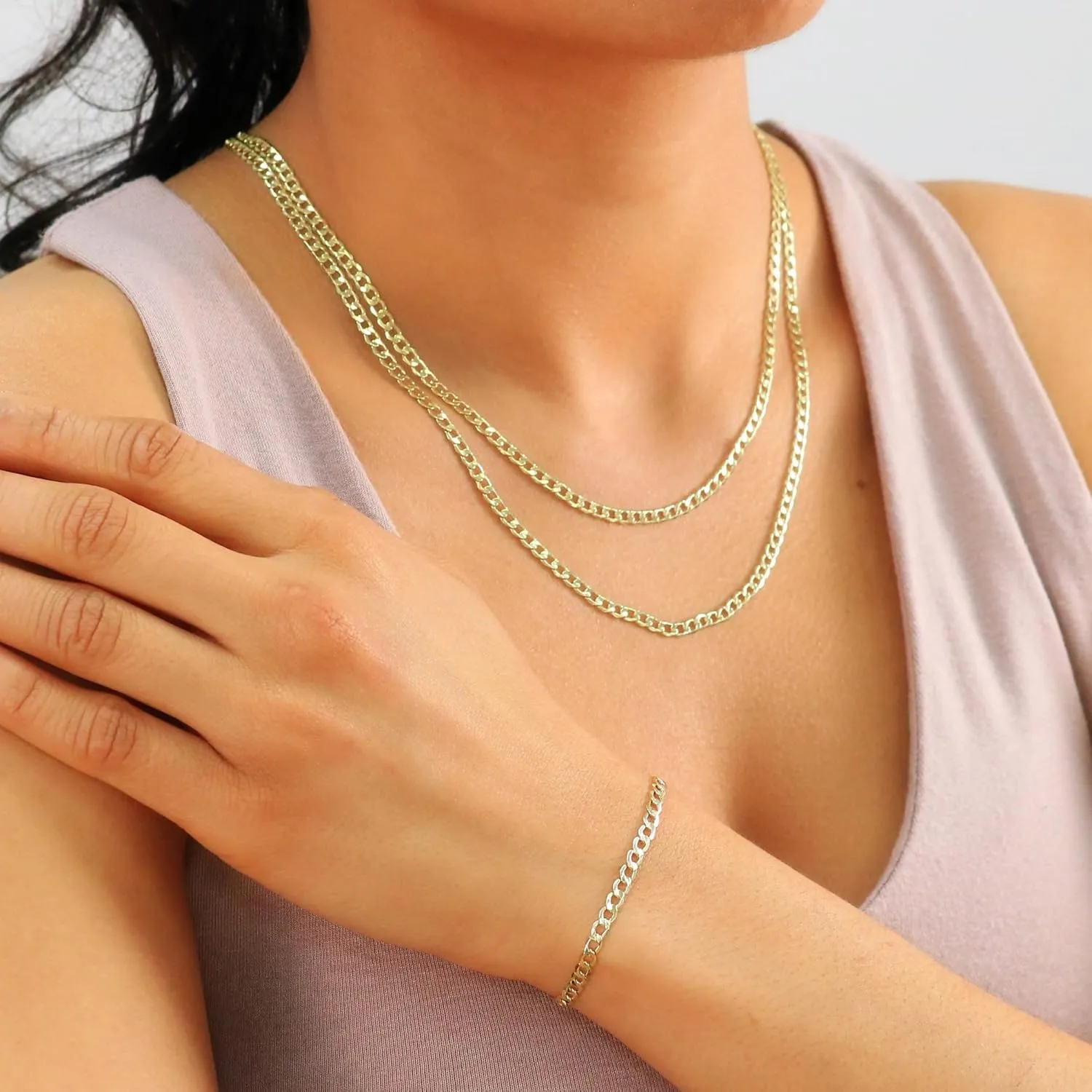 Nuragold 14k Real Yellow Gold Cuban Curb Link 3.5mm Chain Bracelet (7"-9") Italian Jewelry for Men & Women