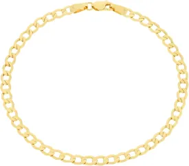Nuragold 14k Real Yellow Gold Cuban Curb Link 3.5mm Chain Bracelet (7"-9") Italian Jewelry for Men & Women